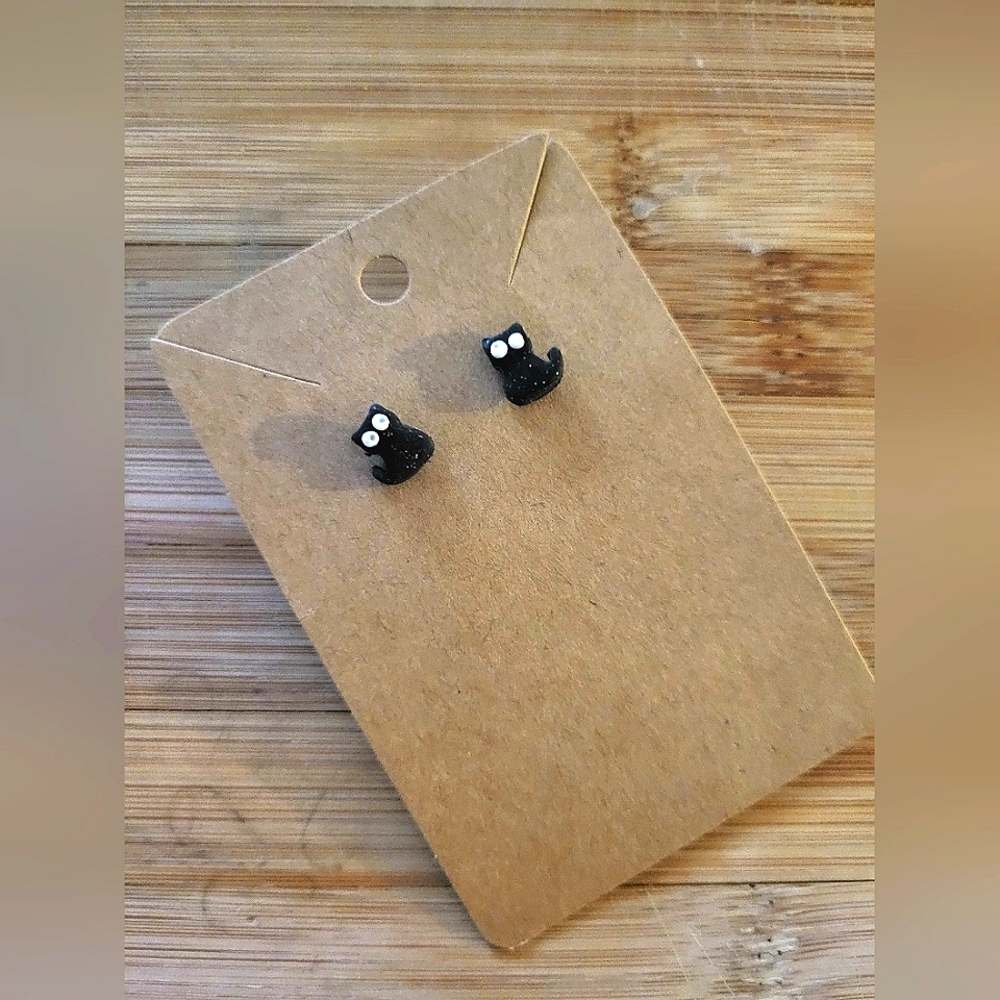 COPY - Halloween inspired Black cat earrings